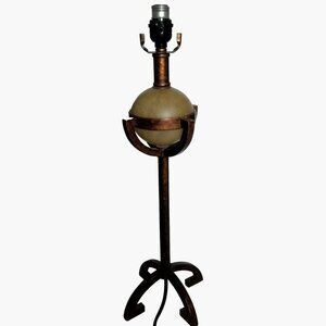 Art Deco Globe Lamp Metal Copper Color Footed